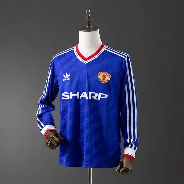 Camiseta de fútbol Manchester United 1986/88 VISITANTE MANGA LARGA VERSION FAN